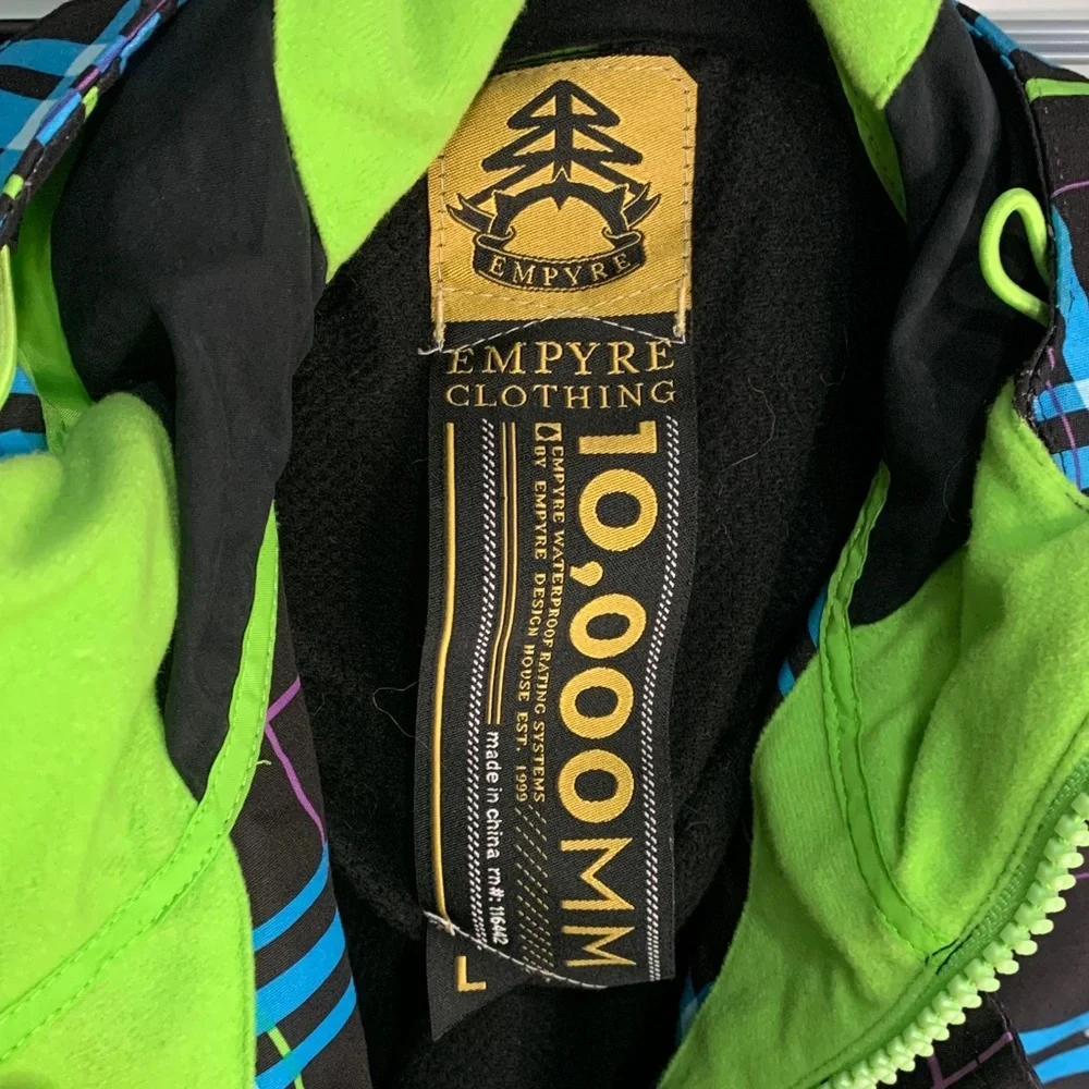 Empyre Kids Plaid Snowboarding/Ski Jacket -‎ Blue, Green, Black